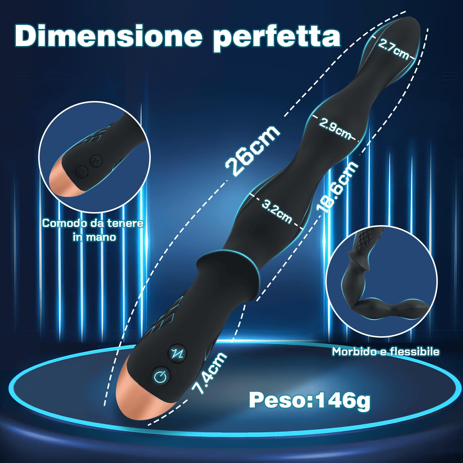 Vibratore Anale Plug Perline Massaggiatore Prostatico Punto G Buttplug