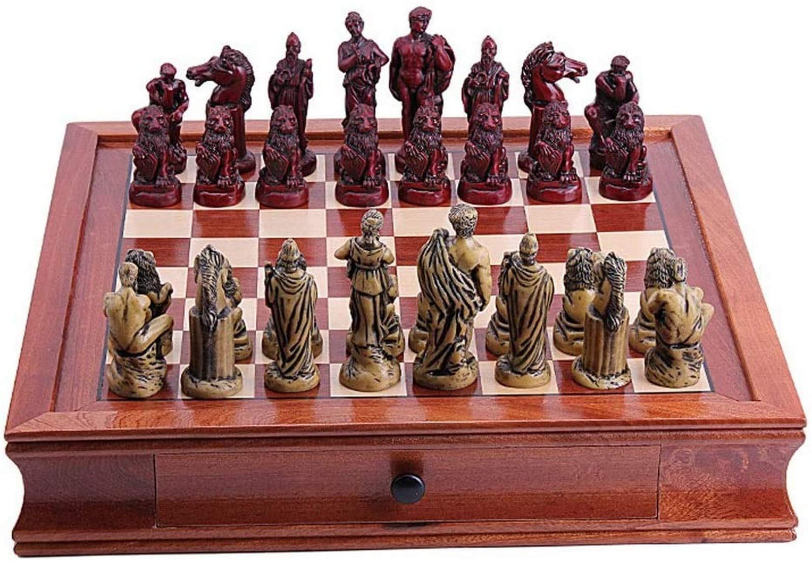 Chess Board Set Game,Wooden Chess Set With Chess Pieces Storage, Portable Travel International Toys Gift Chess Board Game
