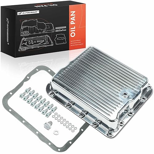 Polished Finned Aluminum Transmission Oil Pan, with Drain Plug, Bolts