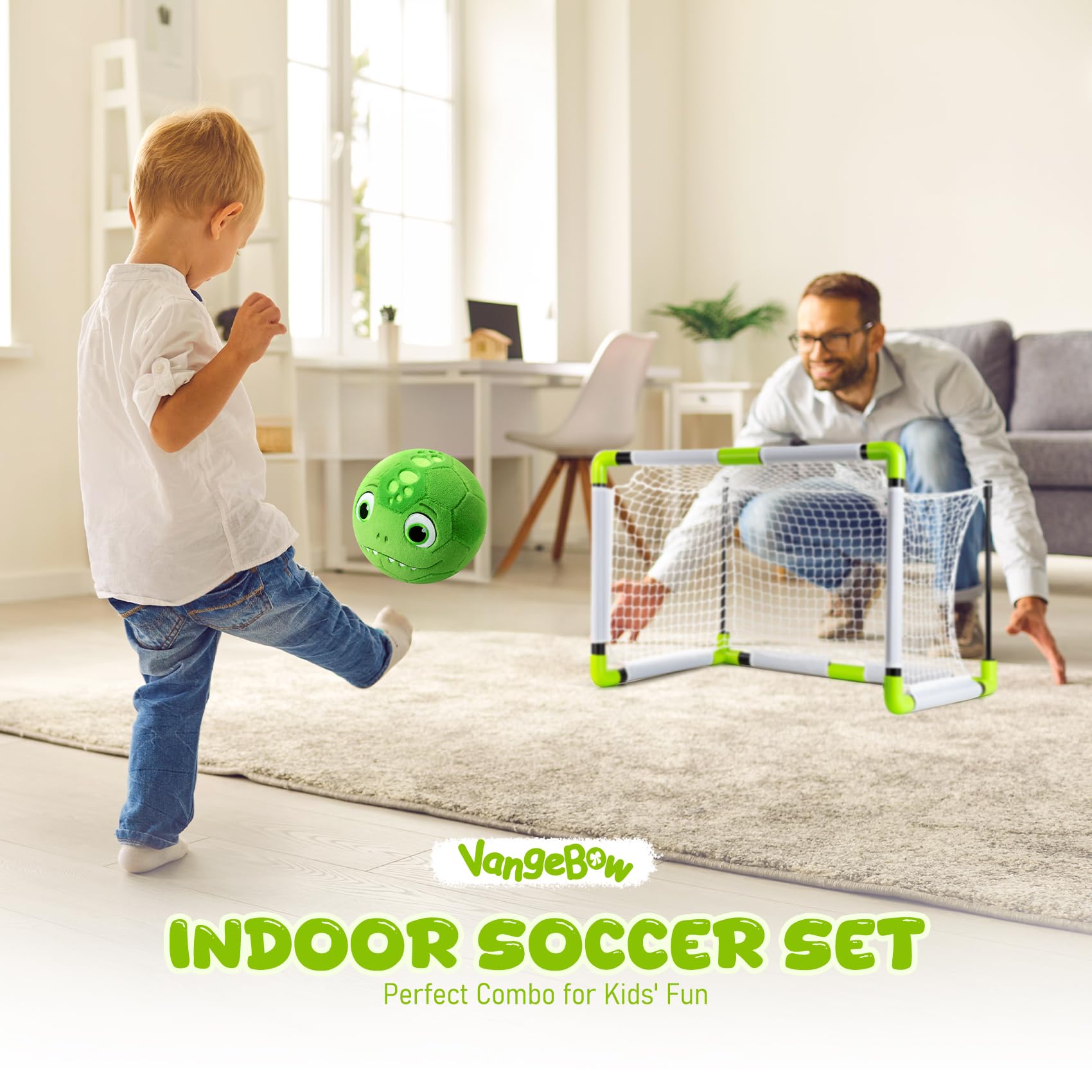 VangeBow Weicher Indoor-Fußball-Geschenke für Jungen und Mädchen, aufblasbarer Plüsch, leicht, für Kleinkinder im Alter von 1–3, 4, 5 Jahren, Geschenk zum ersten Geburtstag (Fantasy-Freunde, Pumpe