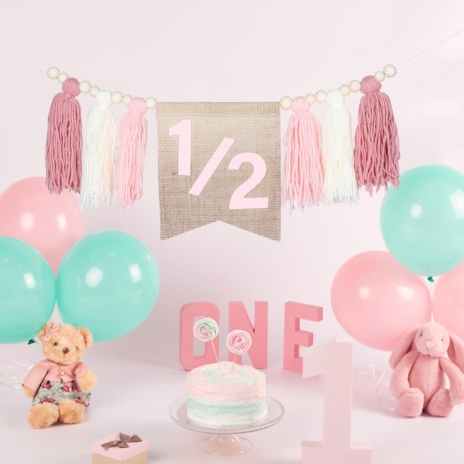 SUPVOX 2piezas Banner Bohemio de Madera Borlas para Decoración de Cumpleaños Banderines para Trona y Fiestas Infantiles para Celebraciones de Año