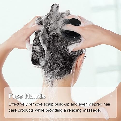 Miniatura 3 de Cepillo de champú masajeador de cuero cabelludo, cepillo de silicona suave para cabello húmedo y seco, relaja el cuero cabelludo, reduce la caspa,