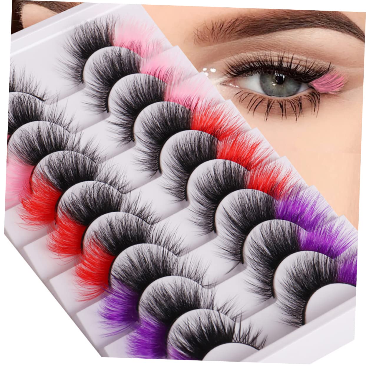 FRCOLOR 36pares Pestañas Postizas De Color Para Cosplay De Pestañas De Efecto Natural Extensiones De Ojos y Largas Fáciles De Usar Para Maquillaje De Noche y Eventos Especiales