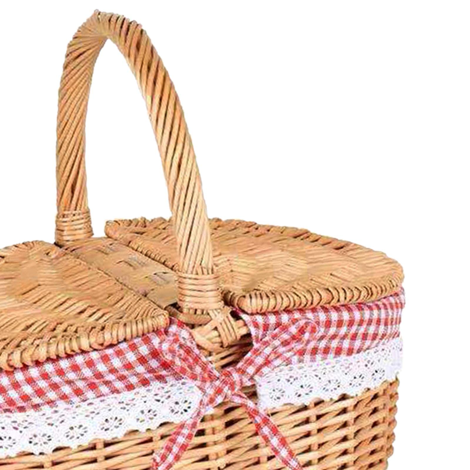 MagiDeal Panier Osier Main avec Couvercle et poignée Panier de Rangement en Osier pour Parc