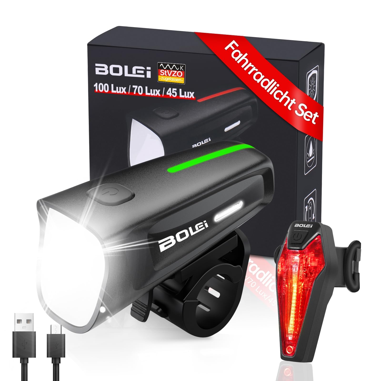 BOLEi LED Fahrradlicht Set