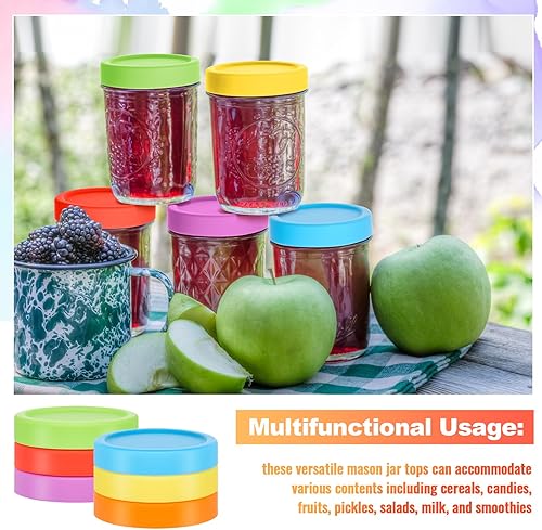 Miniatura 6 de 12 tapas de boca regular de silicona para frascos, tapas gruesas a prueba de fugas para frascos Mason de boca regular, tapas grandes reutilizables