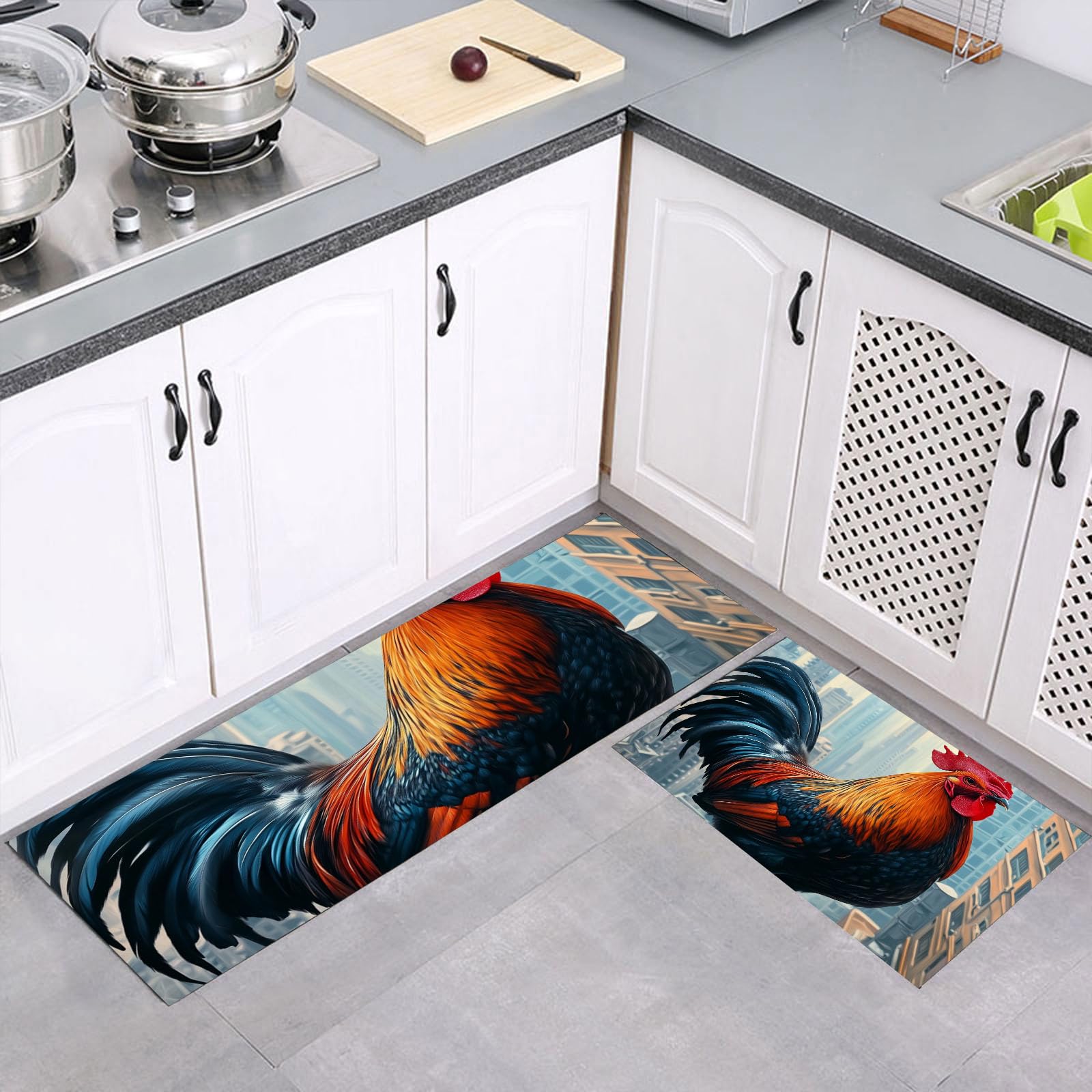 Ensemble bleu foncé tapis de coureur pour protéger votre cuisine