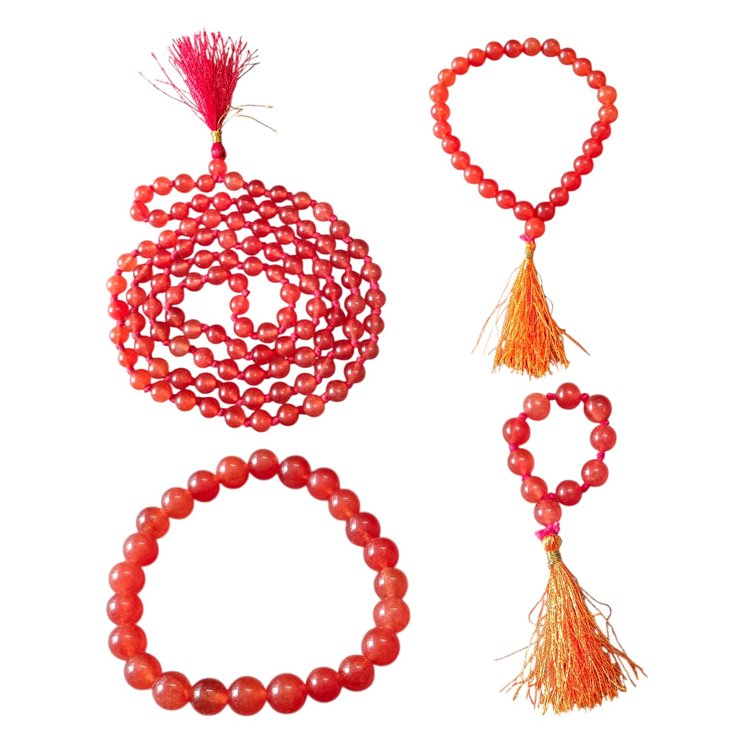 Original Hessonite (Gomed) Mala Combo – 108+1, 9+1, 27+1 Beads