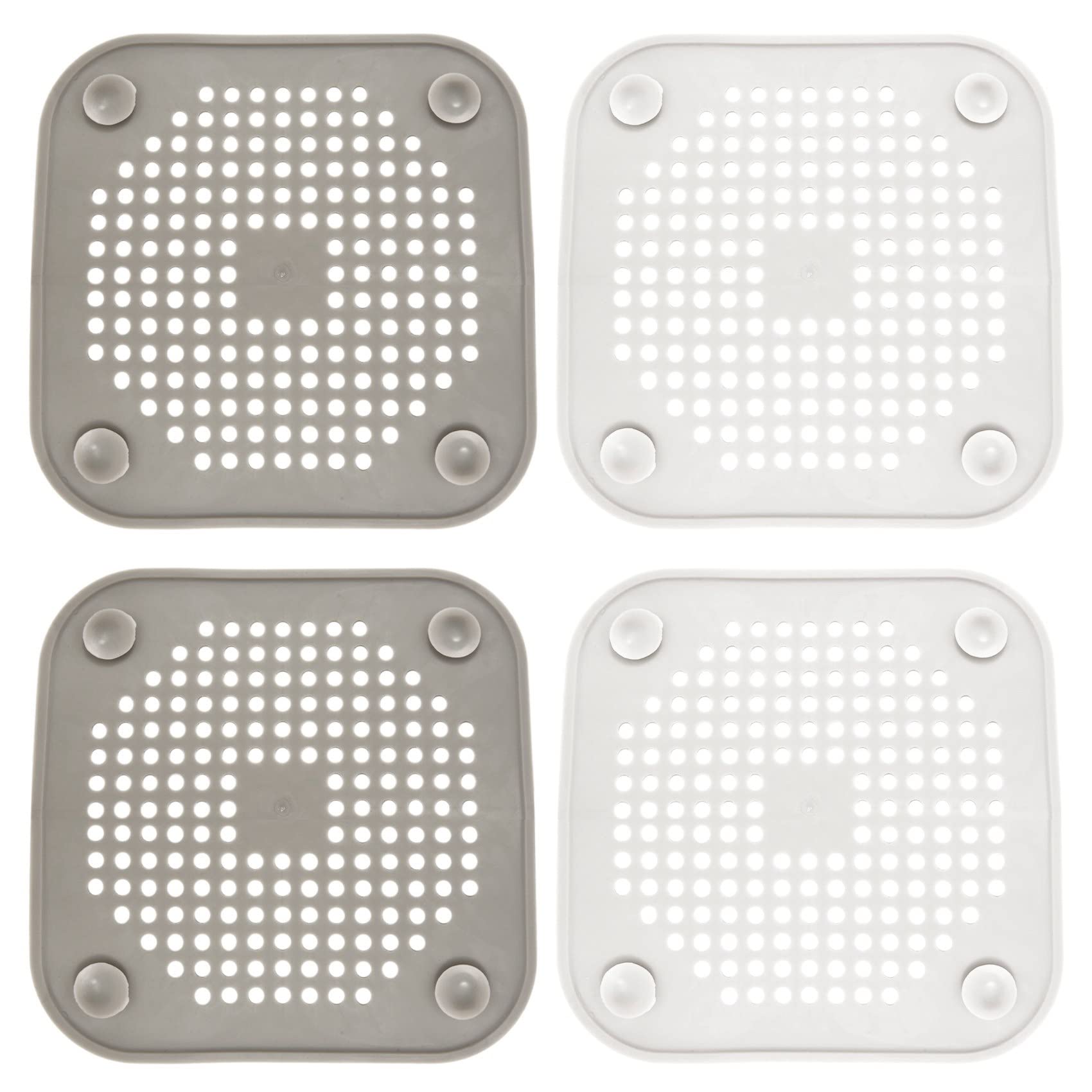 Teuypty 4X Square Drain Cover For Shower Drain Hair Catcher Flat Silicone Plug For Bathroom And Kitchen Filter Shower Drain