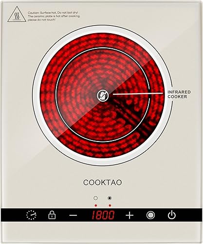 Miniatura 11 de Diseño de bobina doble de estufa eléctrica de 2 quemadores, placa caliente de cerámica de 1800 W para cocinar, quemador doble infrarrojo portátil