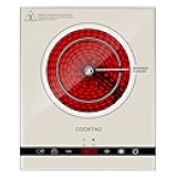 Dual Coils Design of Single Burner Electric Cooktop, 1800W Infrared Ceramic Hot Plate for Cooking, Portable Countertop or Built-in Radiant Stove Top Cooker, Compatible with All Cookware