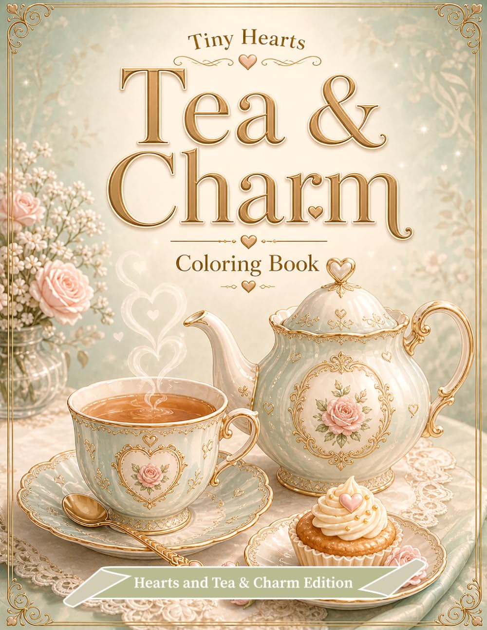 Tiny Hearts: Tea & Charm: A Relaxing Tea Time Coloring Book with Teacups, Teapots, Sweets, Cupcakes, Tea Trays, Floral Details, and Hearts for Adults and Teens (Tiny Hearts Cozy Collection)