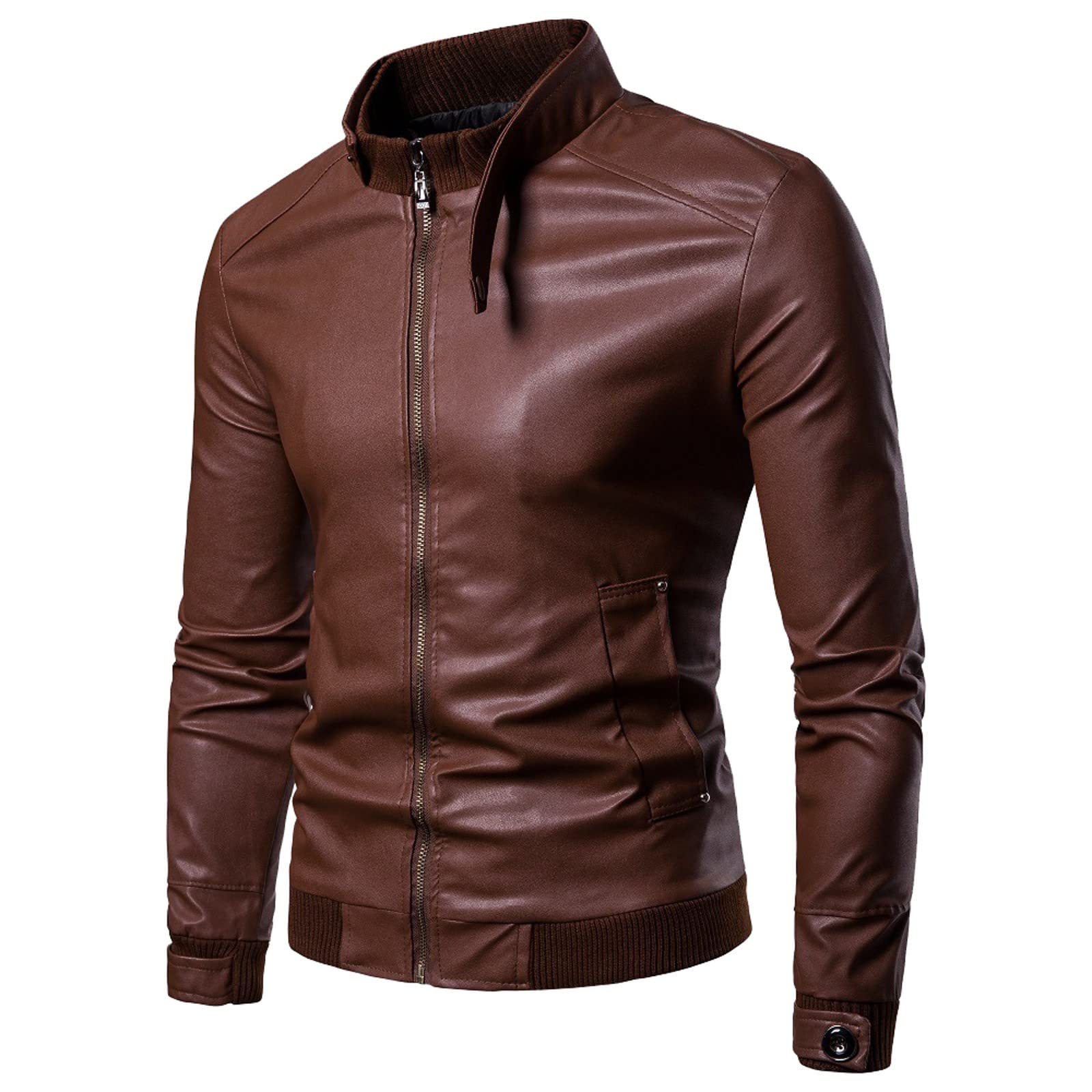 Giacca Moto Uomo In Pelle - Giubbotto Biker Slim Fit Con Protezioni - Stile Vintage Ed Elegante