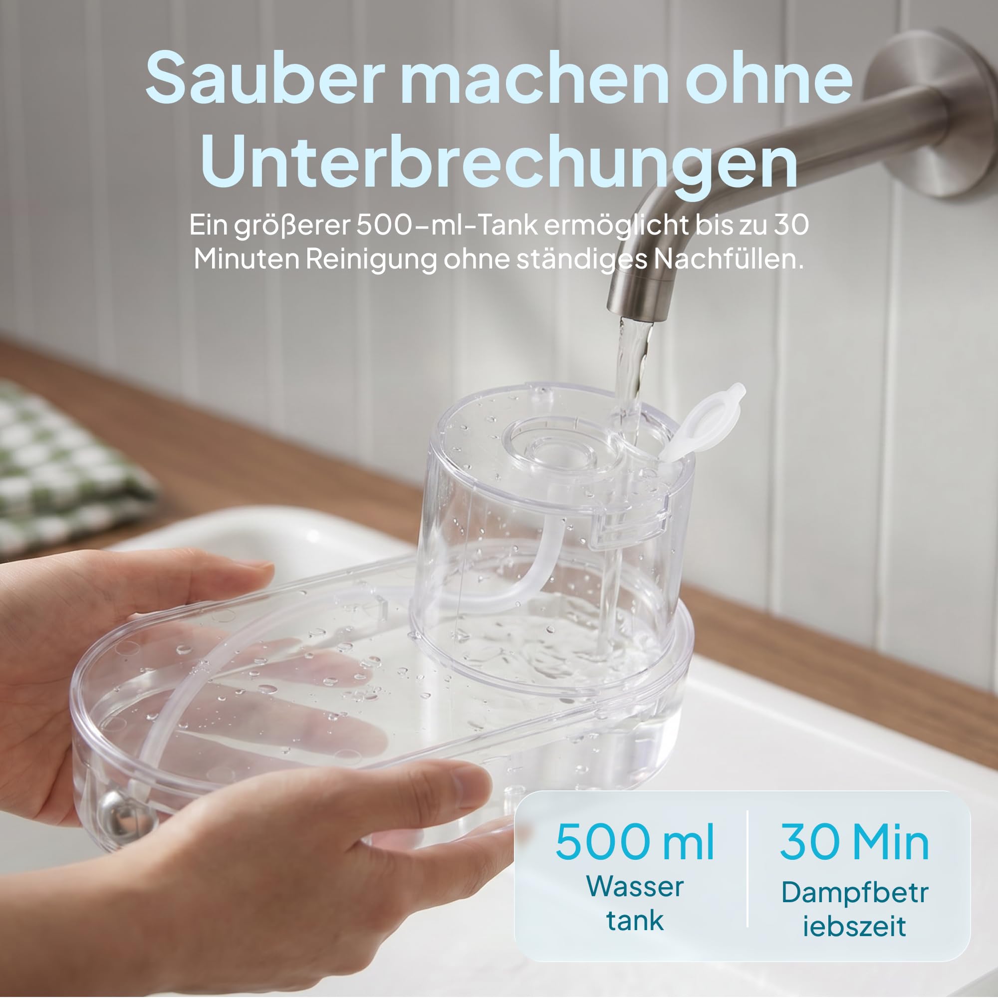 Livatro 13-in-1 Dampfreiniger für Böden mit abnehmbarem Handgerät | Bis zu 130 °C Heißdampf, 3 Dampfstufen, bis zu 30 Min. Dampfreinigung, 5-m-Kabel für Fliesen, Fenster, Küche und Bad