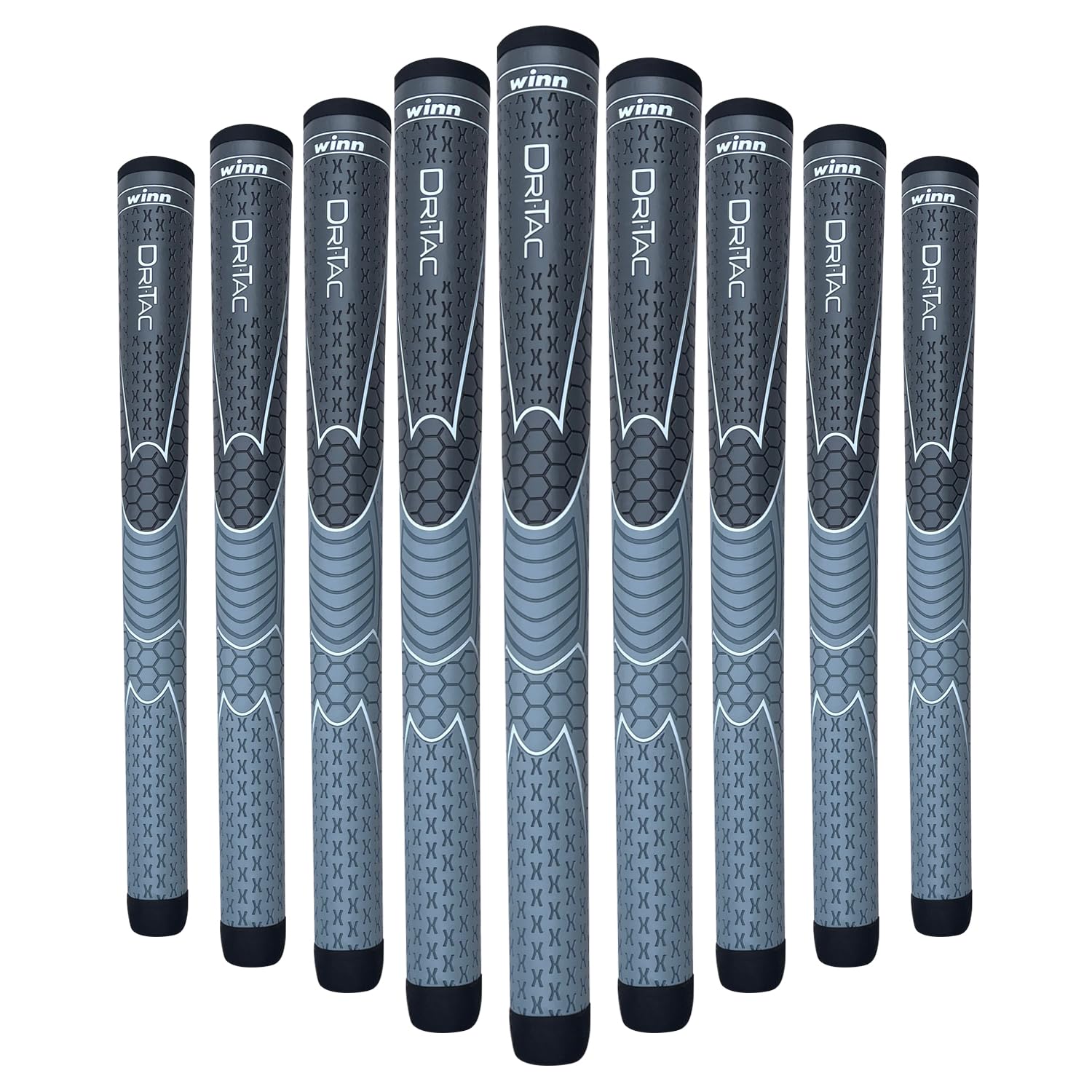 WINN TITANUN DRI-TAC OVERSIZE- LATEST SERIES 09 Pieces DarkGrey/SilverGrey Golf Grip - Non-Slip & Cushioned Comfort - Incredible Comfort & Moisture-Wicking - Shock Absorption Benefits for Pain-Free