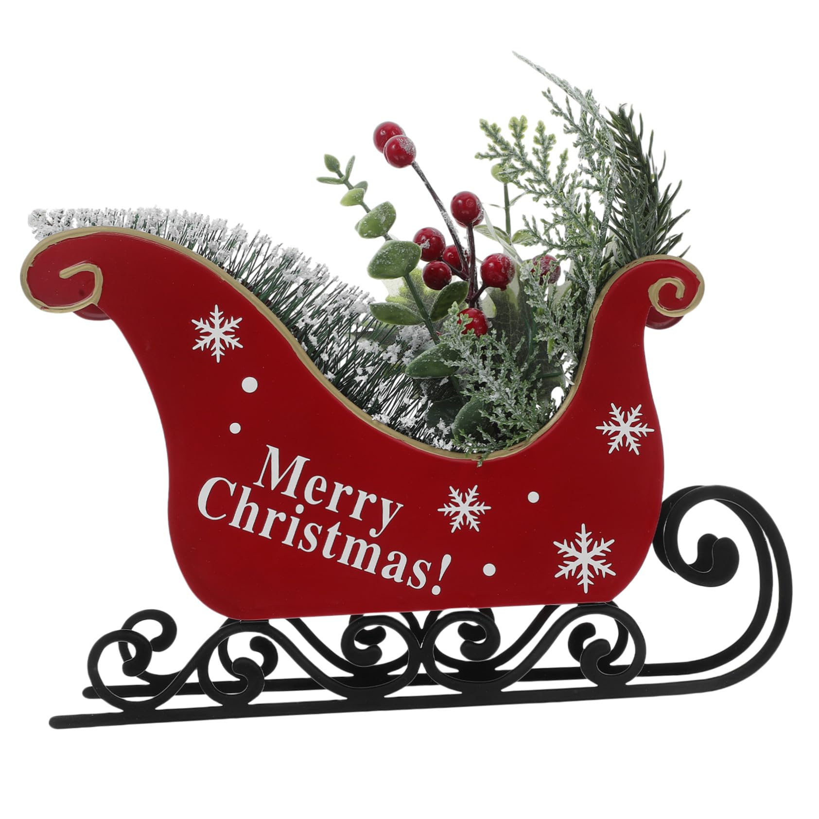 Traîneau De Noël Décoratif en Fer Forgé 22 Cm, Ornement De Table en Métal Noir, Décoration Festive De Bureau, Décoration De Fête De Noël sans Éclairage