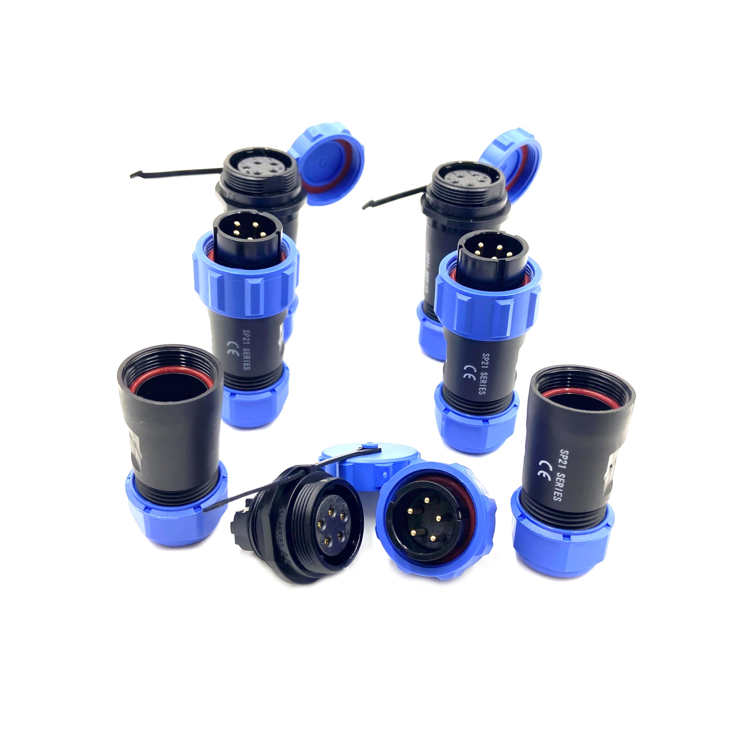 3 connettori per aeronautica SP21 5 poli, IP68 5 pin, spina aviazione senza saldatura, spina impermeabile per lampade esterne, 500 V 30 A (12 AWG cavo a vite crimpatura)
