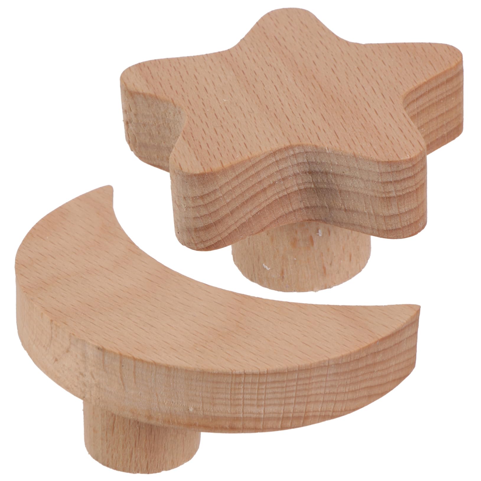 KOMBIUDA 2Pcs Star Moon Shaped Wall Hook Decorative Wooden Clothes Hangers for Entryway Space Saving Storage for Hats Coats and Accessories Unique Home Decor