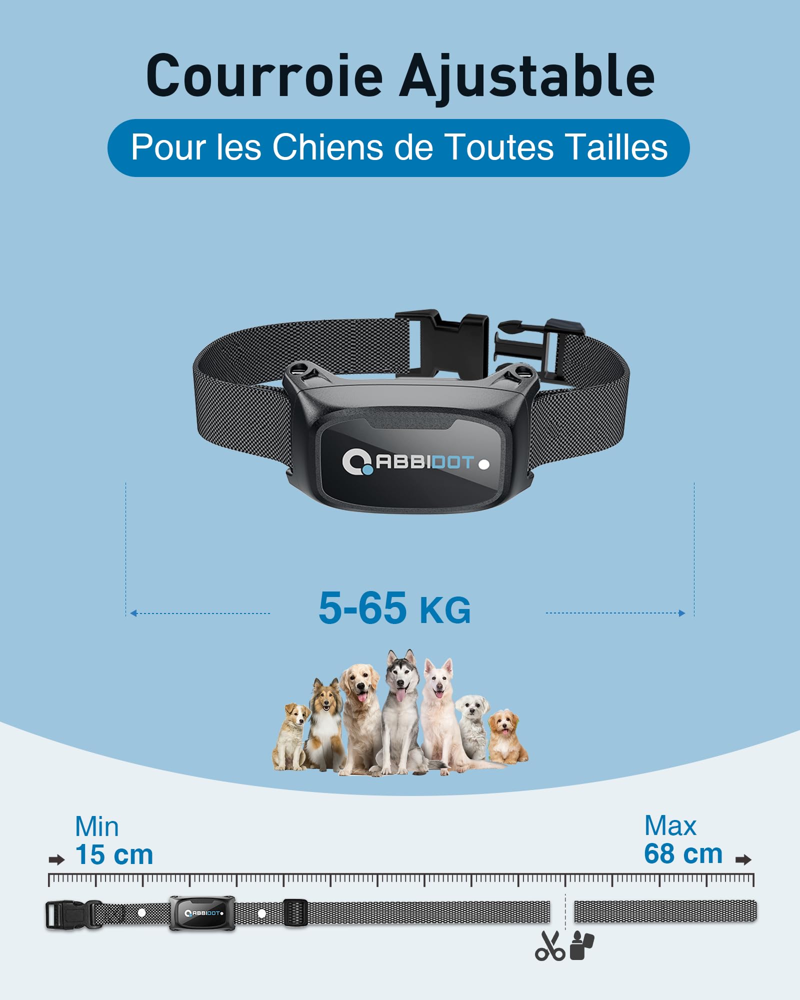 ABBIDOT - Collar de entrenamiento para perro, luz nocturna, bloqueo de seguridad mejorado, 151 niveles de 4 modos de entrenamiento, recargable collar eléctrico para perros pequeños y grandes