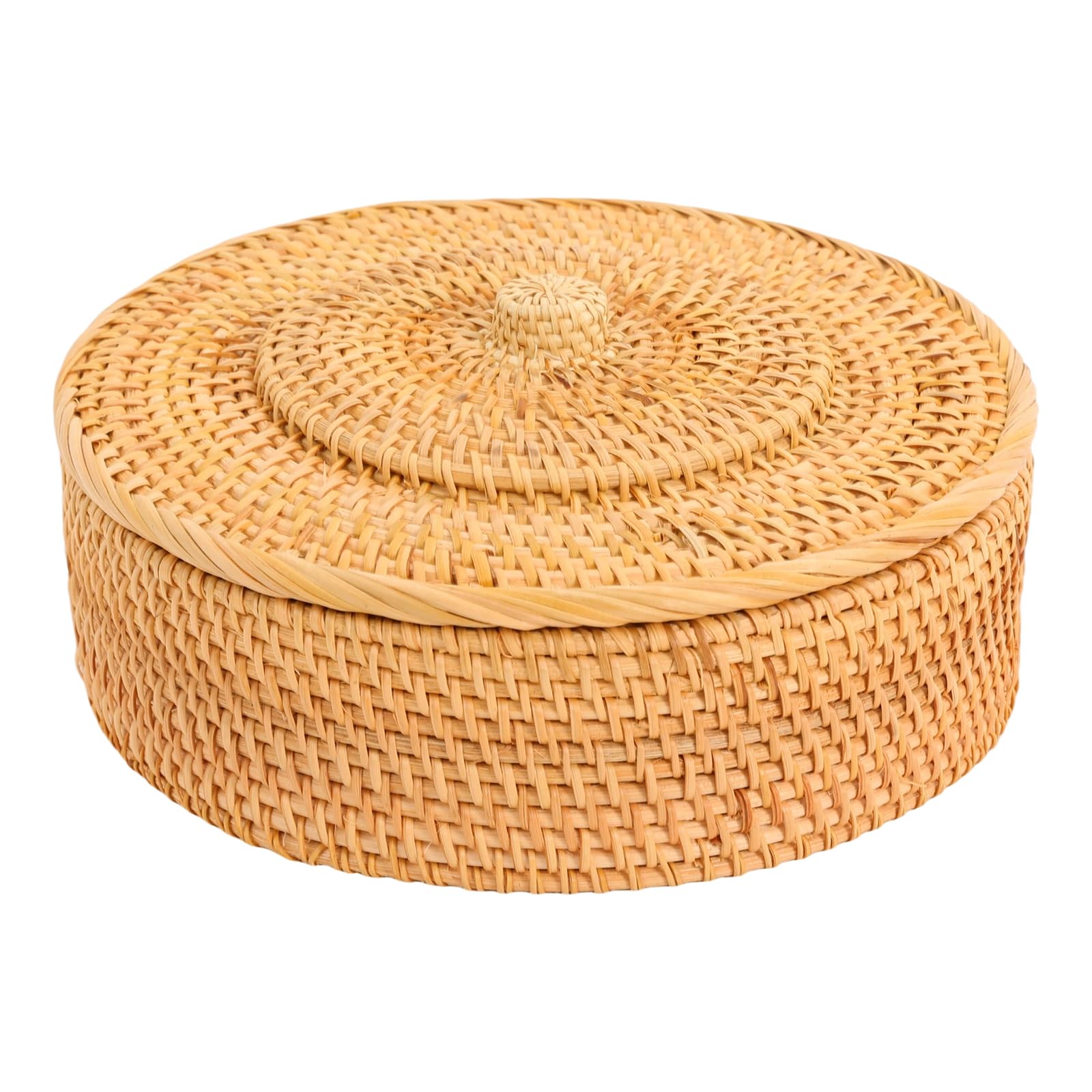 Tortilla Wärmer, Tortilla-Korb, Gewebtes Aufbewahrungsbox mit Deckel, Rattan-Tortilla-Halter für Pfannkuchen, Taco-Brot, Schreibtisch-Organizer (26 x 9 cm)