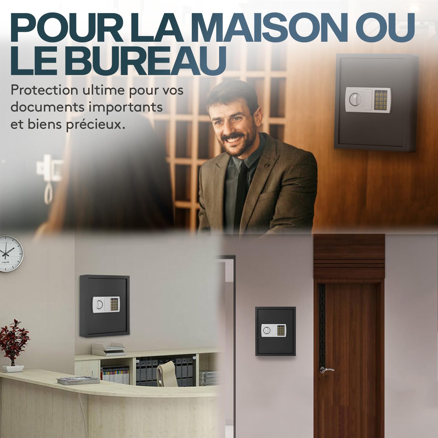 Acropaq Armoire à clés - avec Serrure électronique numérique, pour jusqu'à 48 clés, 48 pendentifs Inclus, Noir - Armoire a Clef Murale, Boite a Clef, Boite a clefs Murale