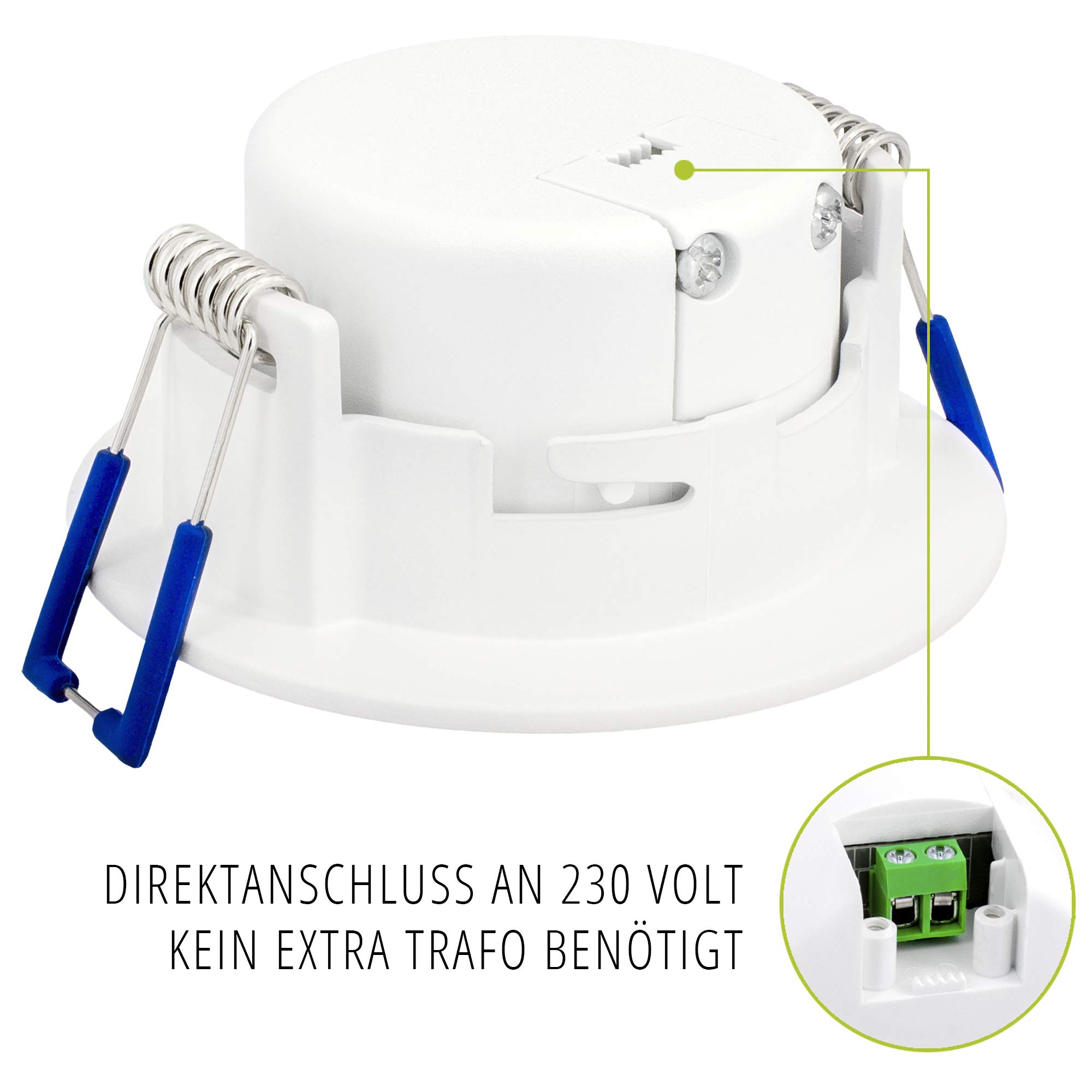 Linovum ETAWA - Lámpara led empotrable (10 unidades, IP44, extraplana, incluye 5 W, luz blanca cálida, 230 V, 230 V, para baño, redonda, 230 V