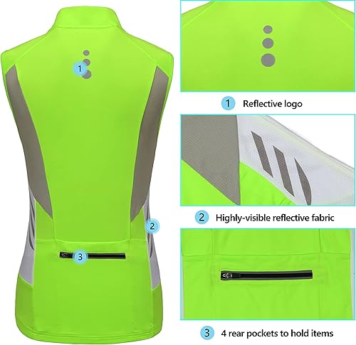Miniatura 6 de Little Donkey Andy Chalecos de ciclismo transpirables con media cremallera para mujer, camisetas sin mangas reflectantes para golf, 4 bolsillos