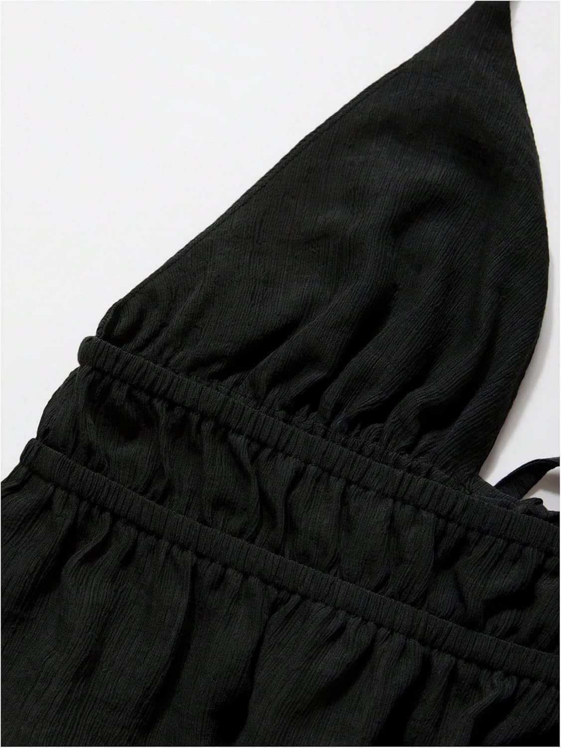 SweatyRocks Women's Tie Front Halter Tops Backless Ruffle Hem Crop Party Rave Textured Tops - Image 4