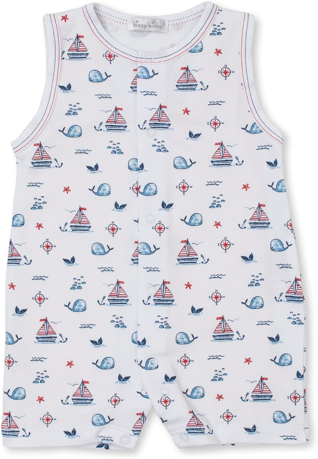 kissy kissy Baby-Boys Infant Sails N Whales Print Sleeveless Short Playsuit