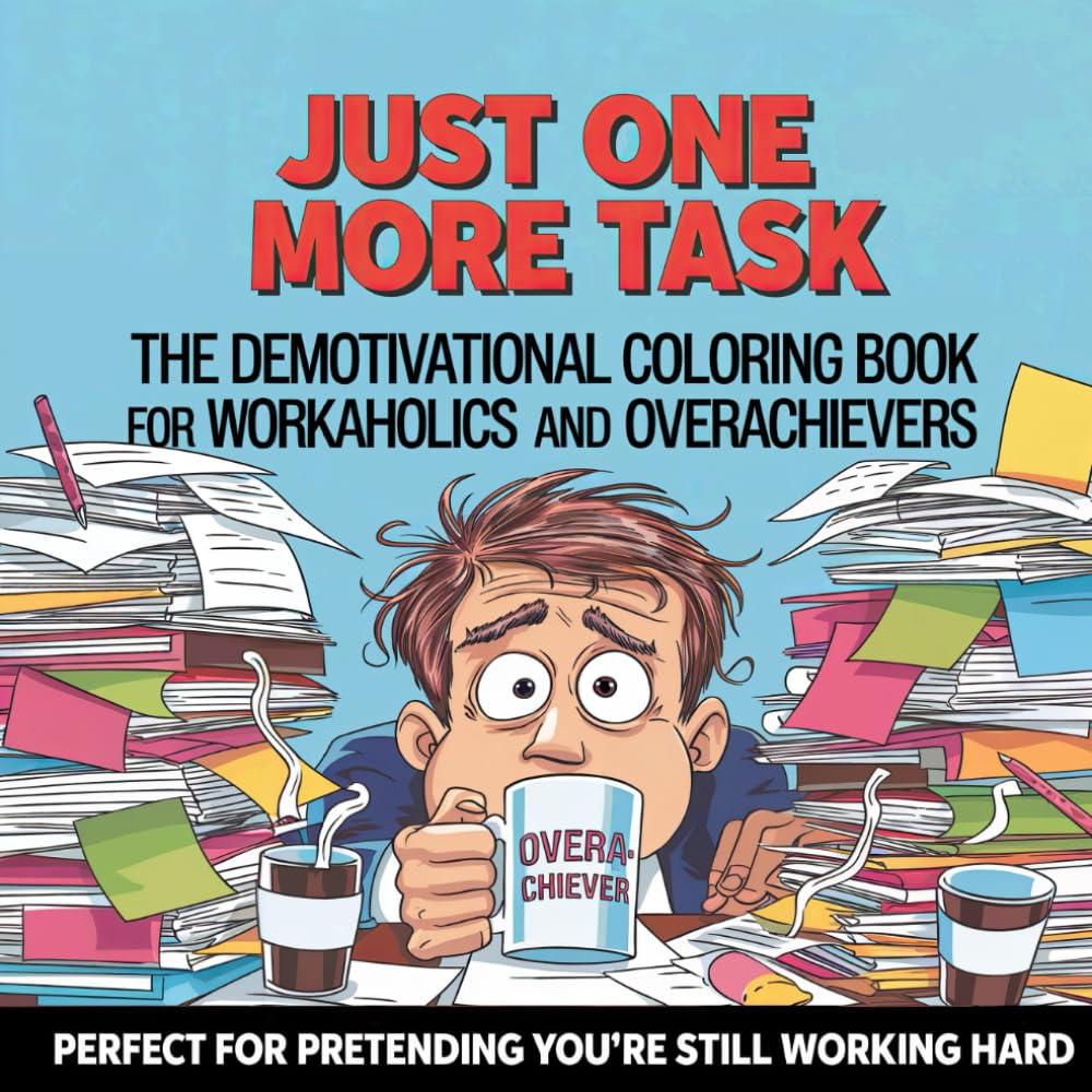 Just One More Task... The Demotivational Coloring Book for Workaholics and Overachievers: Funny and Relatable Quotes in a Bold and Easy Coloring for Adults Who Work Too Hard!
