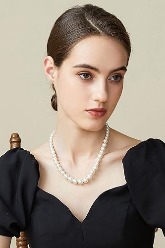 Miniatura 3 de Babeyond - Collar de perlas blancas de imitación para novias, bodas, acero inoxidable, Diámetro de la perla 6-12 mm