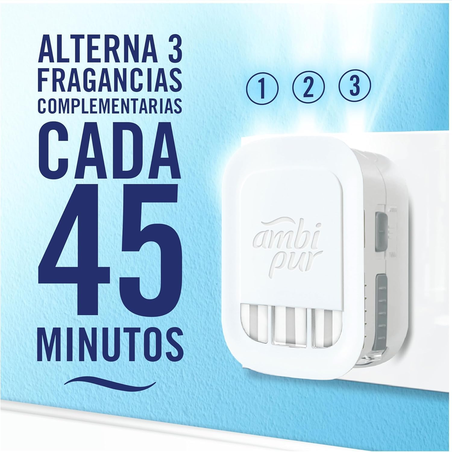 Ambi Pur 3Volution Nubes De Algodón Recambio De Ambientador Eléctrico 80ml, 3 Aromas Que Se Alternan Para Eliminar Olores 4 Unidades