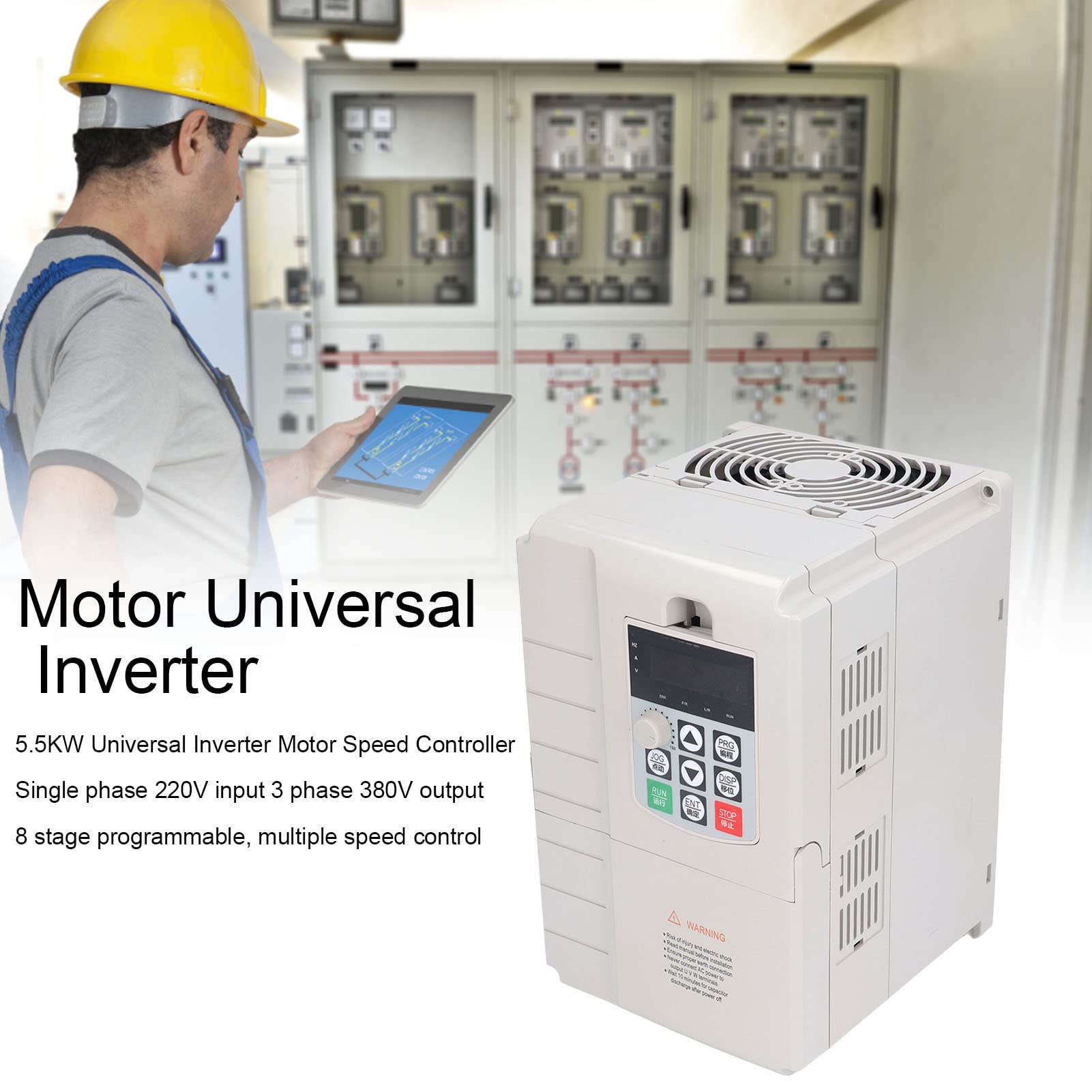 5,5 KW Frequenzumrichter – Einphasiger 220V Eingang Auf Dreiphasigen 380V Ausgang, 8-stufig Programmierbar Mit PID & RS485