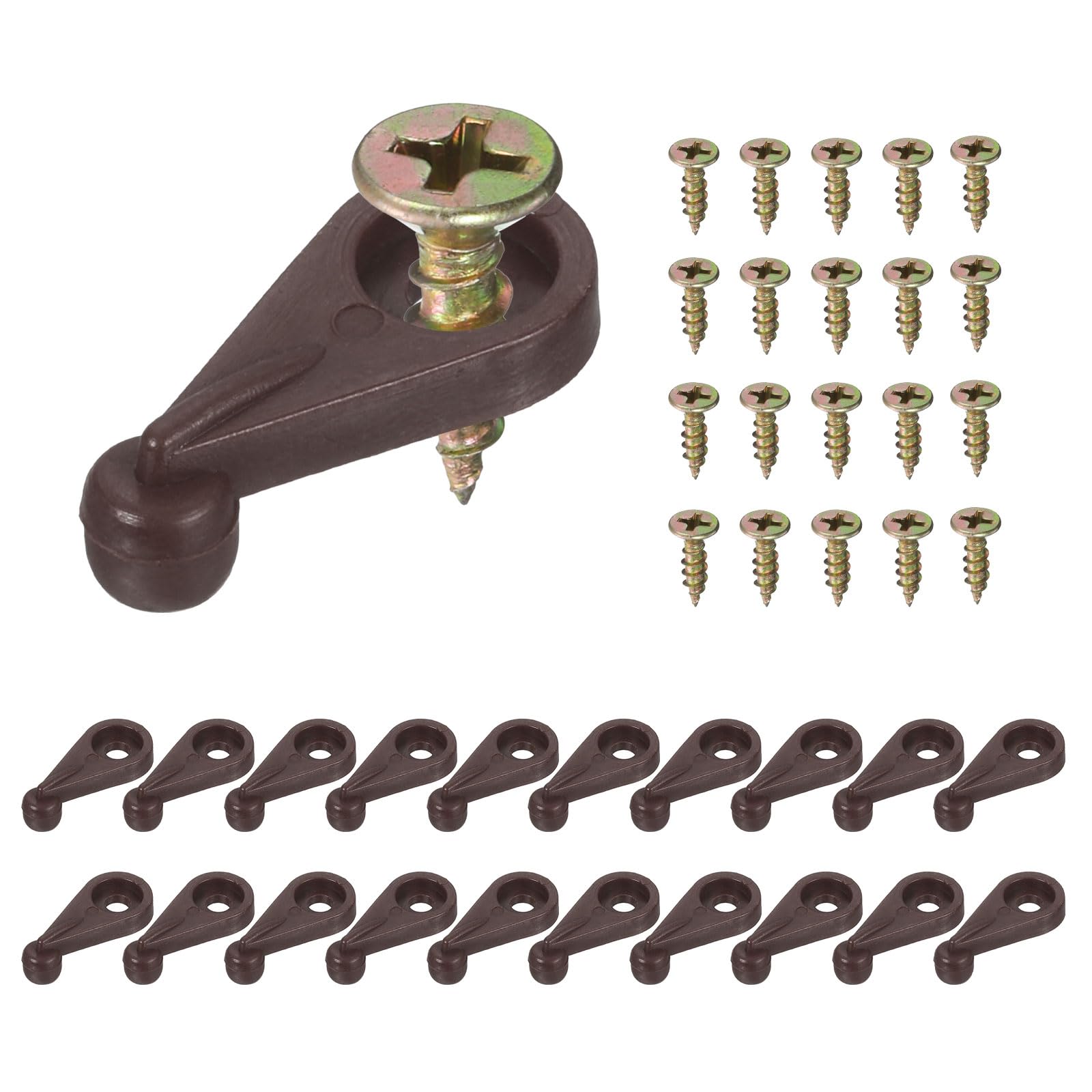 sourcing map 50Set Glass Retainer Clips Kit, 1 Inch Plastic Glass Cabinet Clips with Screws for Fixing 4mm Thick Glass Cabinet Doors Mirror, Brown