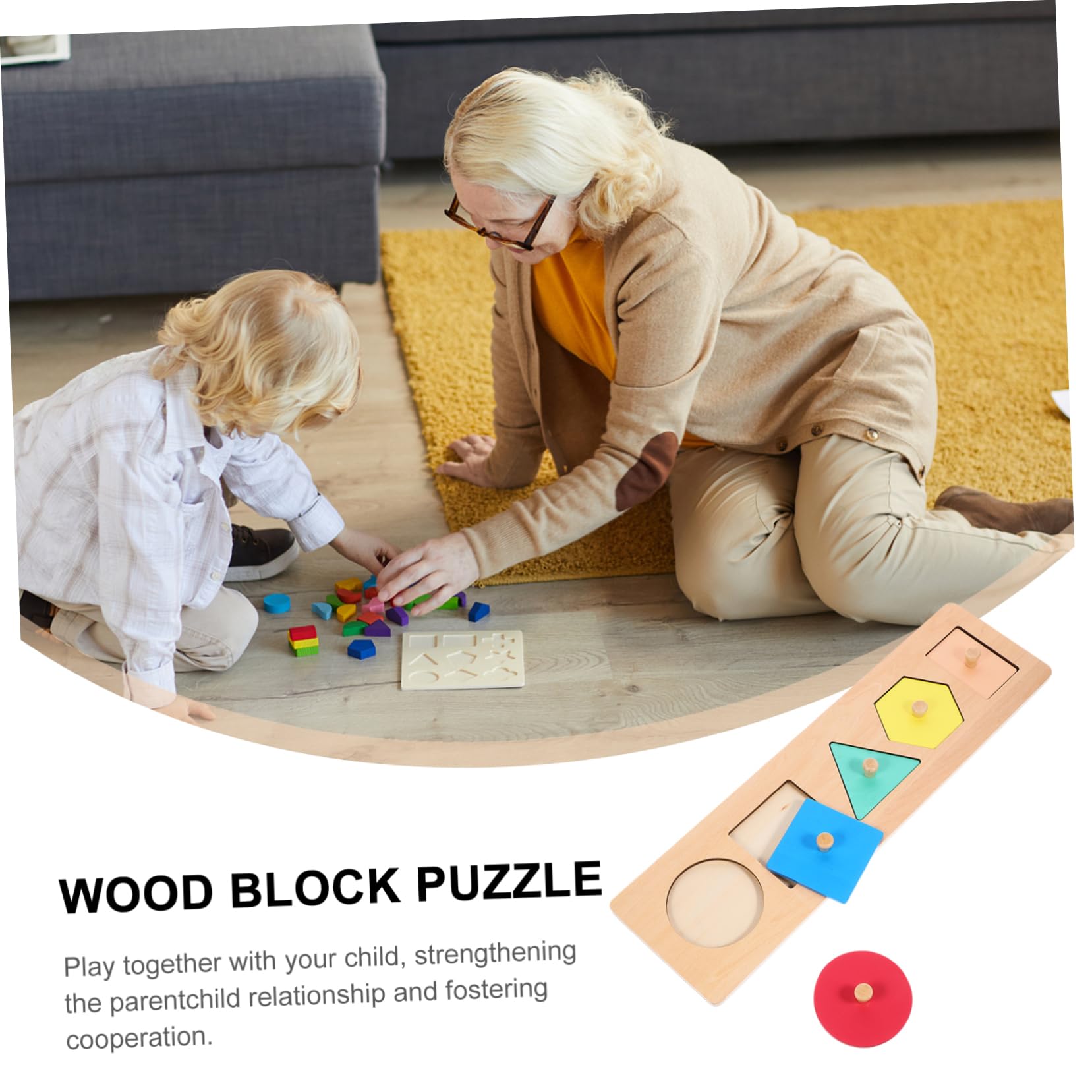 Vaguelly Puzzle en Bois Formes Géométriques pour Apprentissage des Couleurs, Interaction Parent-garçon et Filles et Usage la Maison Maternelle