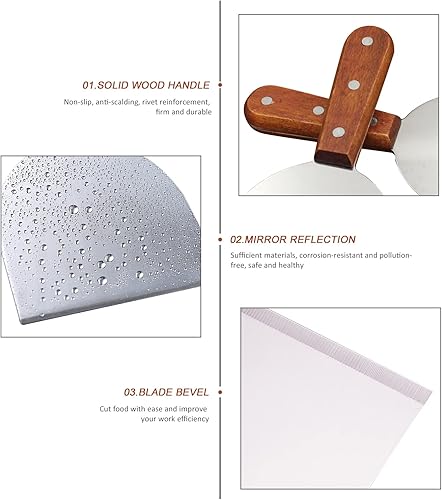 Miniatura 3 de XIYEAM Espátula para helados de acero inoxidable, 2 espátulas para parrilla, rasquetas planas, rasquetas versátiles de metal para el hogar, cocina,