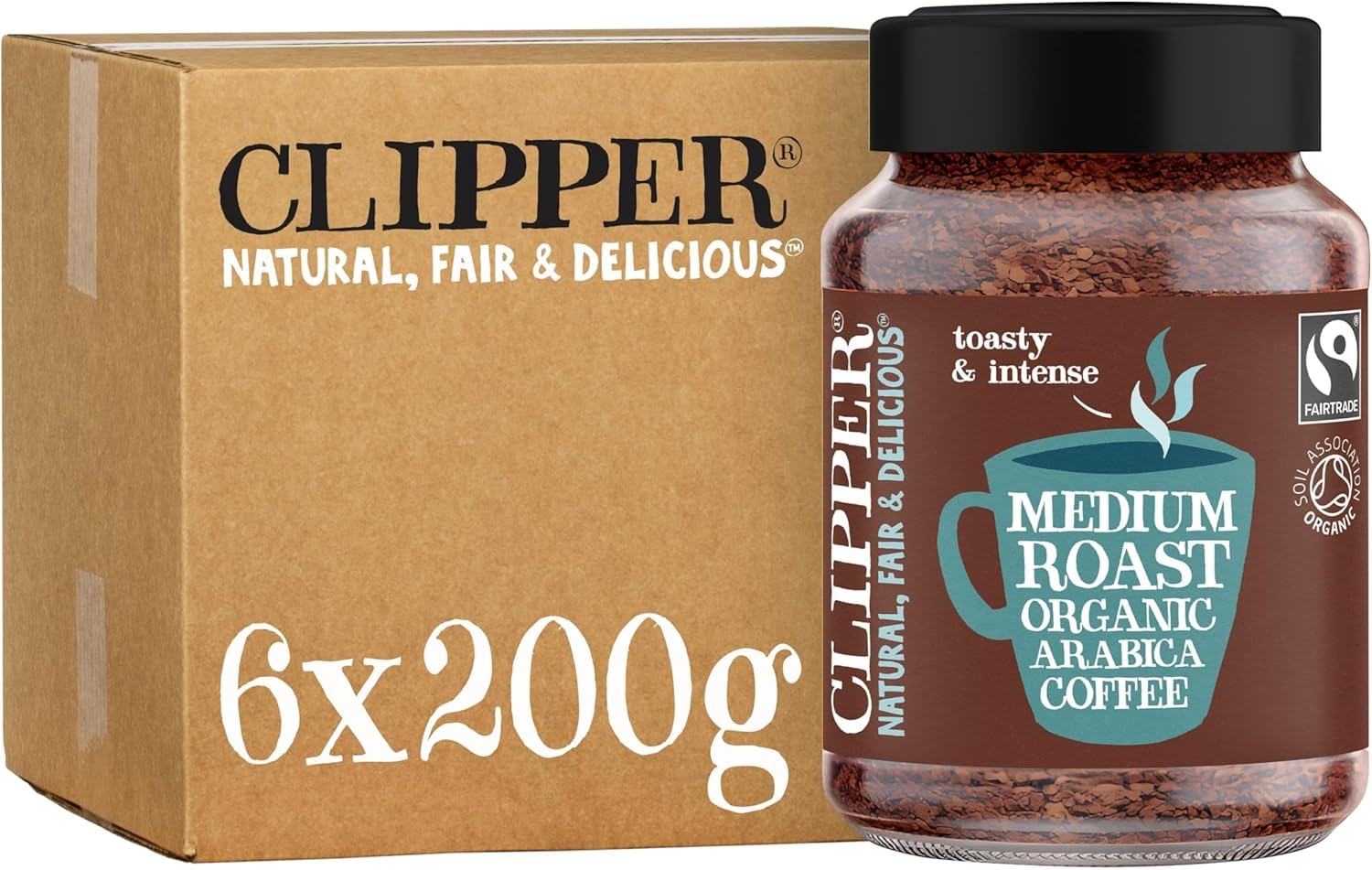 Clipper Super Special Organic Arabica Instant Coffee | 6 x 200g Jars | Bulk Buy for Home & Catering | Gourmet Coffee | Sustainable Fairtrade Coffee by Clipper Teas, packaging may vary