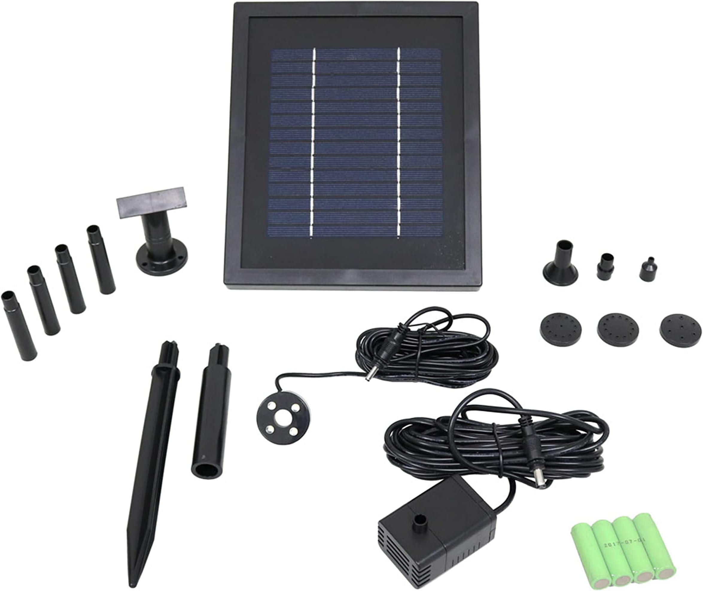 Sunnydaze 65 GPH Solar Pump and Panel Kit with Battery Pack and LED Light - Pool and Fountain Pump - 47-Inch Lift