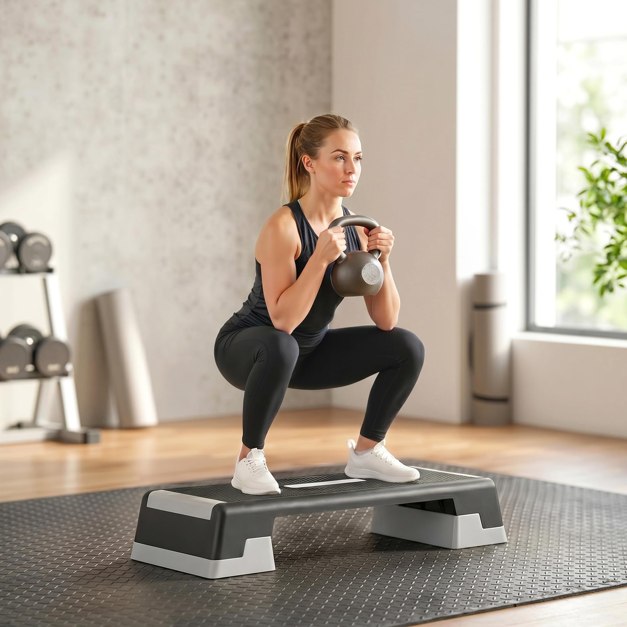 SPORTNOW Stepper ad Altezza Regolabile con Gradini Rimovibili e Fondo Antiscivolo, Step Aerobica in ABS, 97x36x15/20/25 cm, Grigio