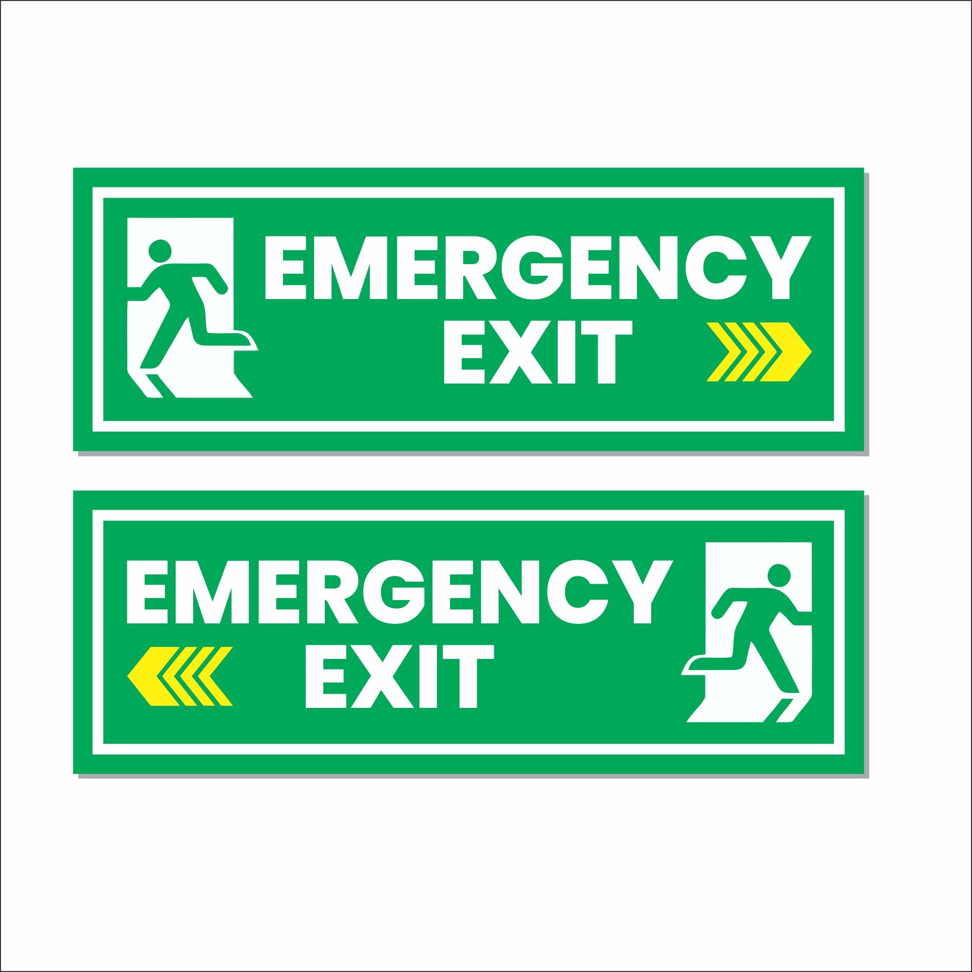 Emergency Exit Vinyl Sunboard Sign Board Sticker for Door Entrance | Fire Safety Exit Sign | Self-Adhesive Indoor/Outdoor Safety Sign | 8 x 2.6 Inch | Set of 2-image-9