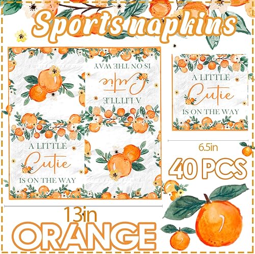 Miniatura 6 de Little Cutie - Decoraciones para baby shower, 40 unidades, suministros de servilletas con temática de frutas, servilletas de papel para decoración