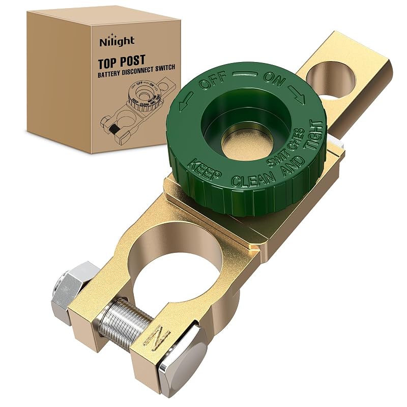 Chave Seccionadora de Bateria 12 V Nilight para Terminal Top Post com Manípulo Verde – 1 unidade
