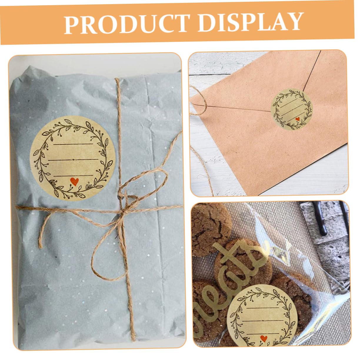 Gadpiparty 4 Set Etichette Adesive Autoadesive Adesivo Di Imballaggio Etichetta Rimovibile Carino Adesivo Di Imballaggio Adesivi Da Forno Carta Kraft Khaki 2 * 4