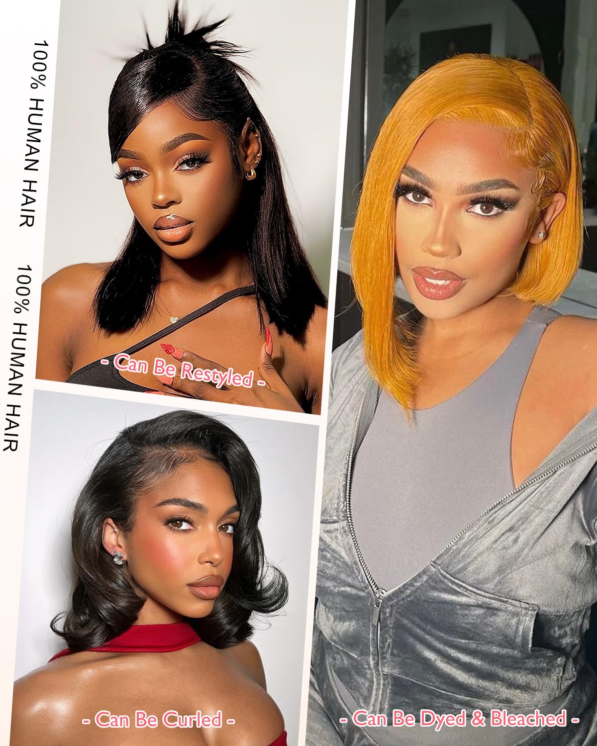 Amazon.com : Bob Wig Human Hair 220% Density Full 13x6 HD 