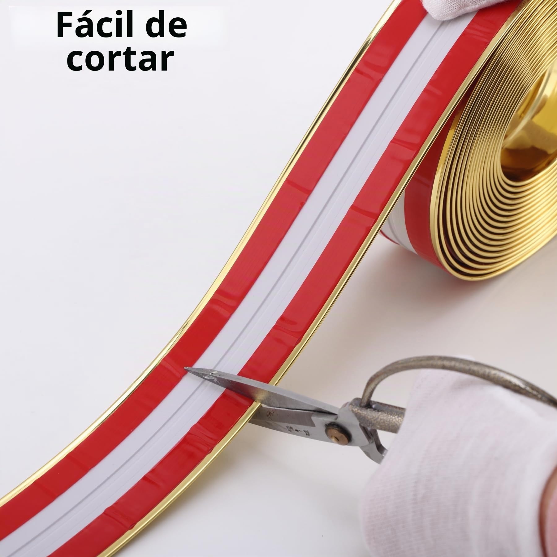 Trimold Brillante Dorado Moldura Multifuncional para Pared, Protección y Decoración de Esquinas y Bordes, Aplicable en Borde de Mesa, Marco de Puerta y Rodapie, 5m x 2cm