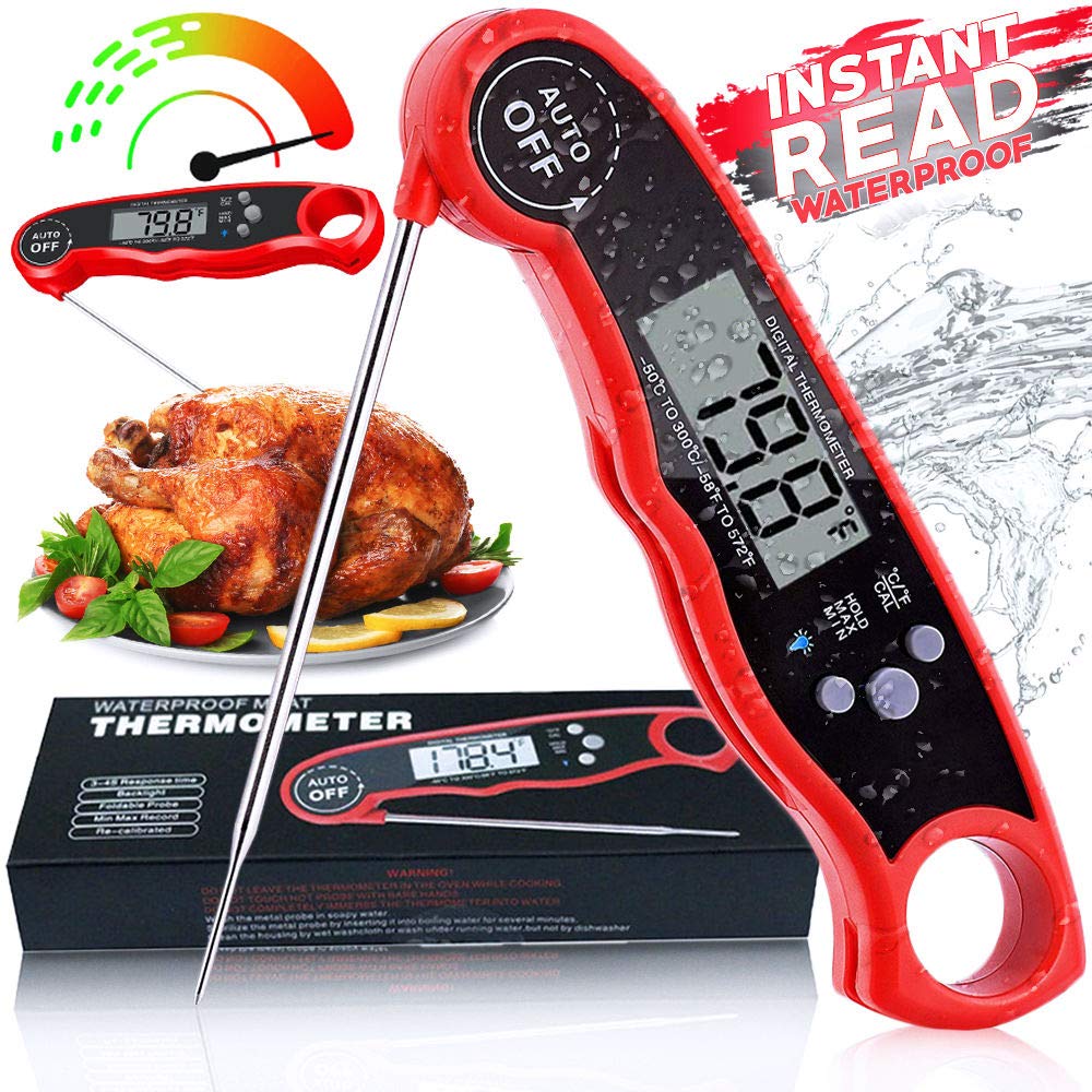 FoodOmeter Digital Meat-Thermometer for Food Candy Cooking Grilling and BBQ (Red)