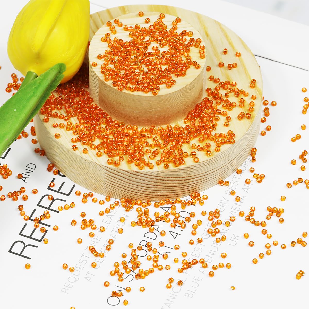Bulk Seed Beads 110 grams about 9800pcs, 2mm 12/0 Orange Glass Craft Beads for Making Earrings, Bracelets, Pendants, Waist Jewelry,DIY Handmade Seed BeadsOrange Silver Core - Image 2