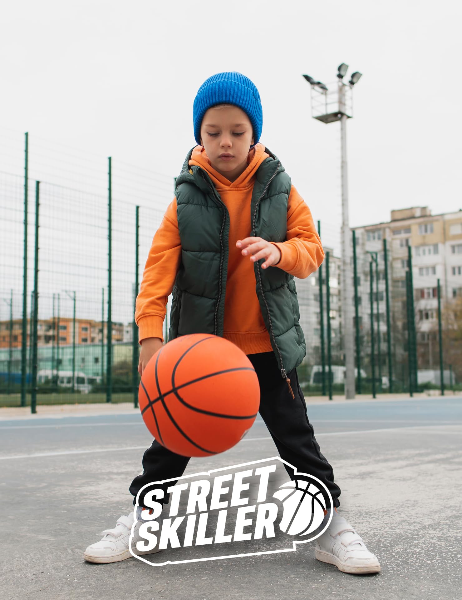 STREETSKILLER Basketballkorb 43 cm Durchmesser Board geflochtenes Netz Wandhalterung Montagezubehör