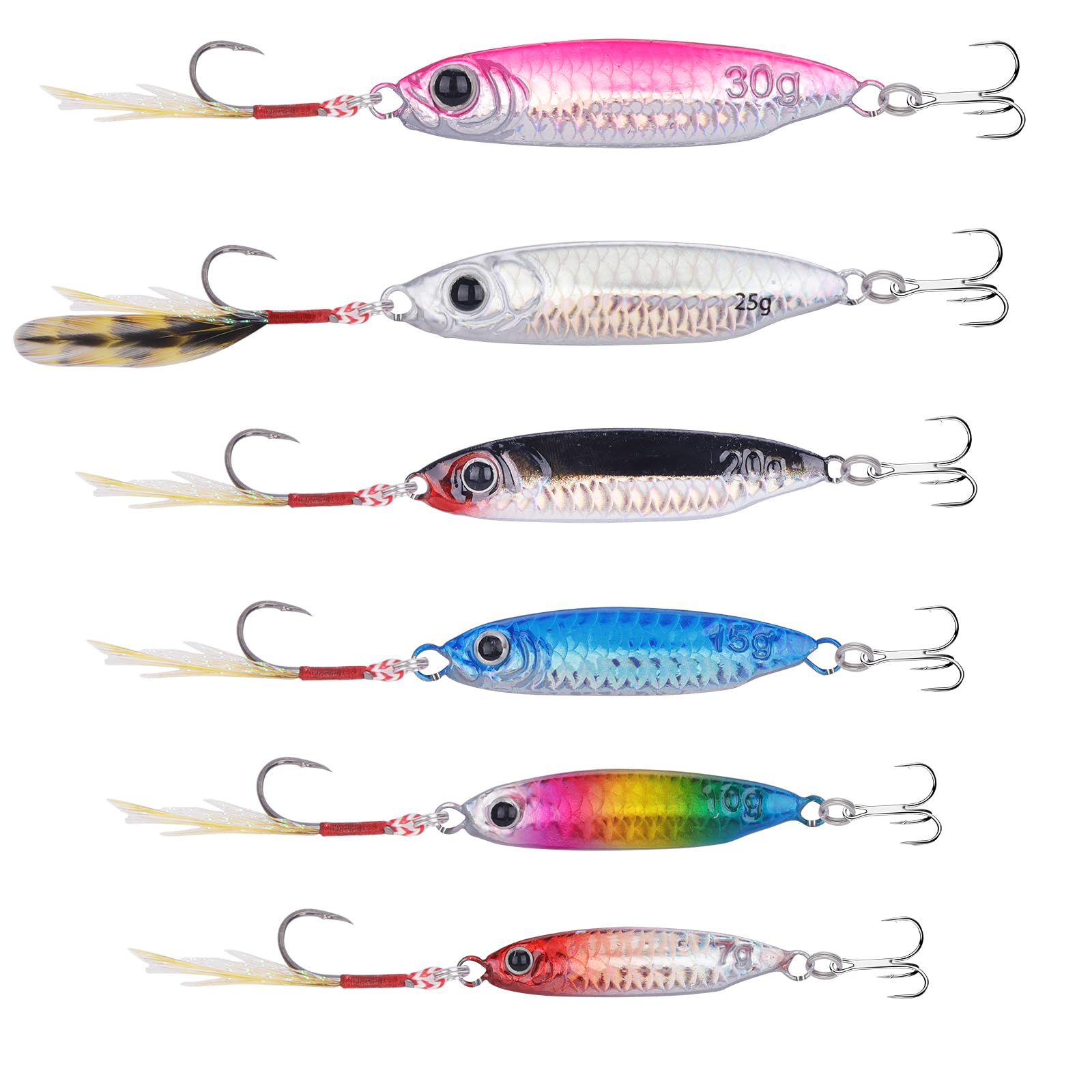Kaaeiccr 6pcs Fishing Spinners, Sea Fishing Lures,7g-30g