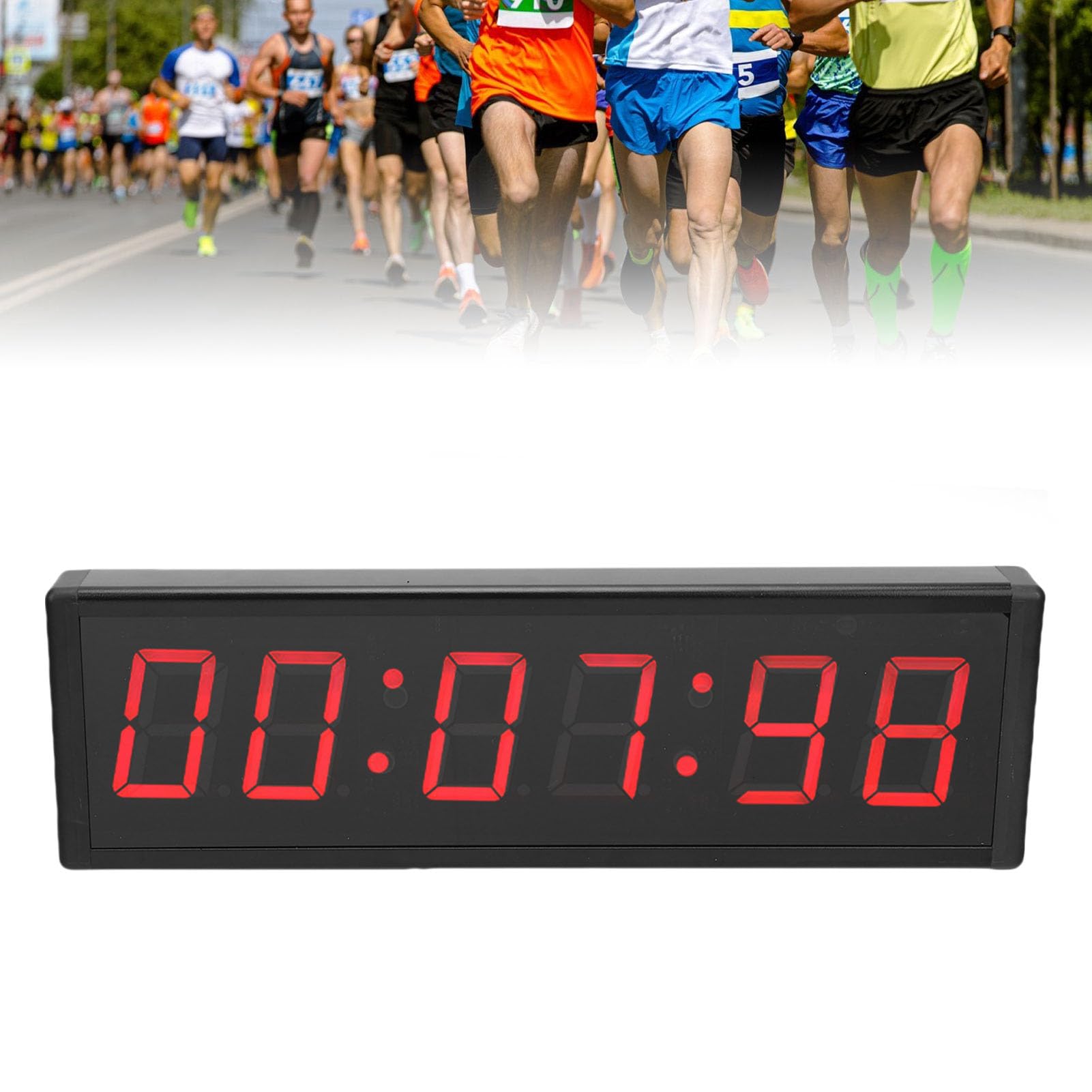 Fafeicy Temporizador de LED, Pantalla Roja de 6 Dígitos, Cuenta Regresiva, Cronómetro con Control Remoto Inalámbrico para Eventos de, Competiciones de Entrenamiento en Gimnasio